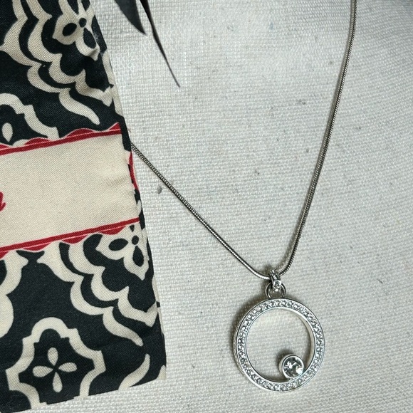 Brighton Jewelry - Brighton Starry Night Circle Necklace Silver Plated Crystals Pendant & Cloth Bag
